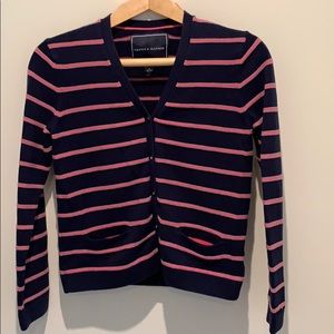 3/$30 Tommy Hilfiger cropped navy striped cardigan